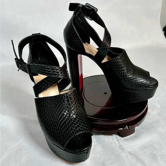 Christian Louboutin Black Python Pumps Platform Heels - Picture 3 of 9